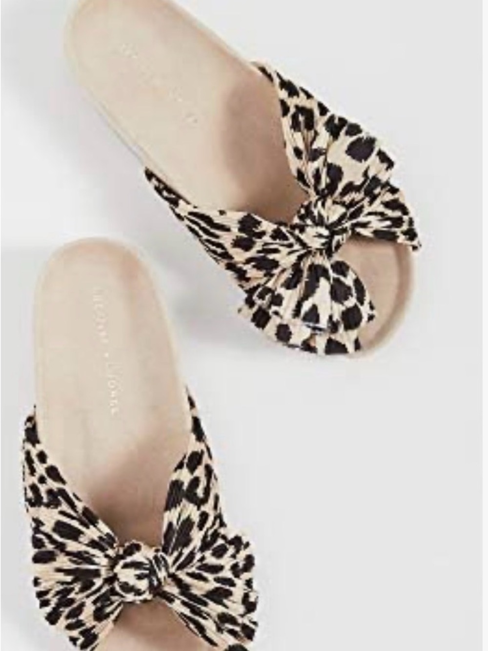Loeffler Randall Leopard Bow Slide Mules in Black and Cream